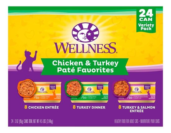 Wellness - Nourriture Humide Naturelle pour Chat - Pâté Poulet & Dinde - Pack Varié (24 x 85 g)